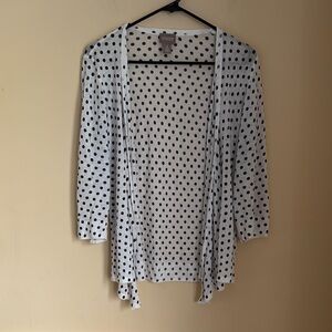 Chico’s White Navy Blue Polka Dot Open-Front Cardigan Size 2
